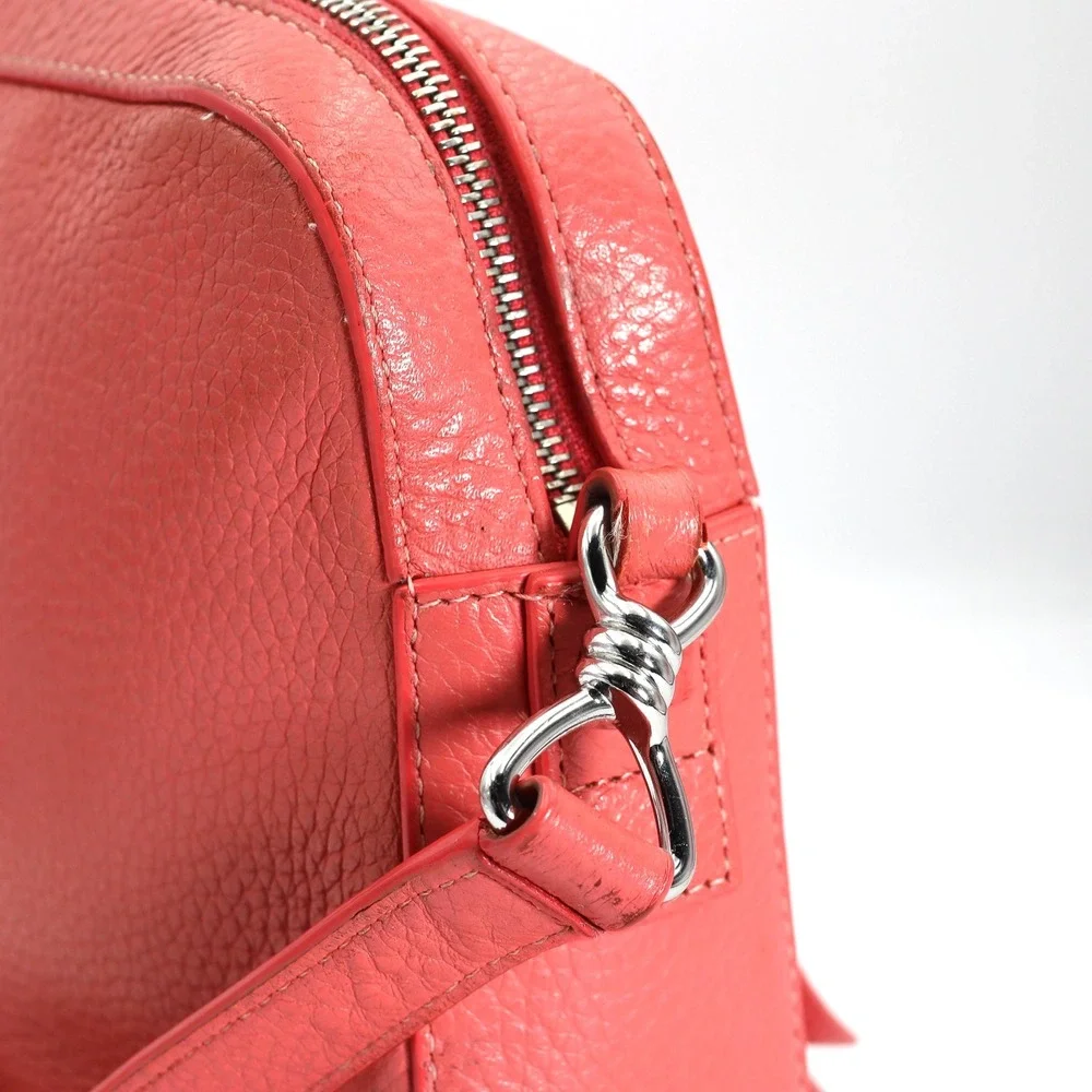 AllSaints Captain Lea Square Crossbody Bag Womens Coral Pink Cow Leather